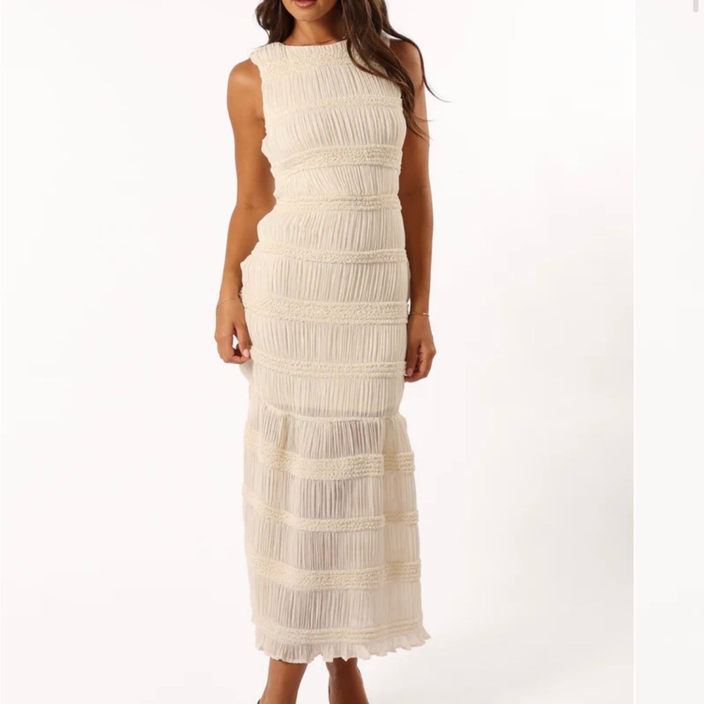 Petal & Pup Cream Textured Midi Dress